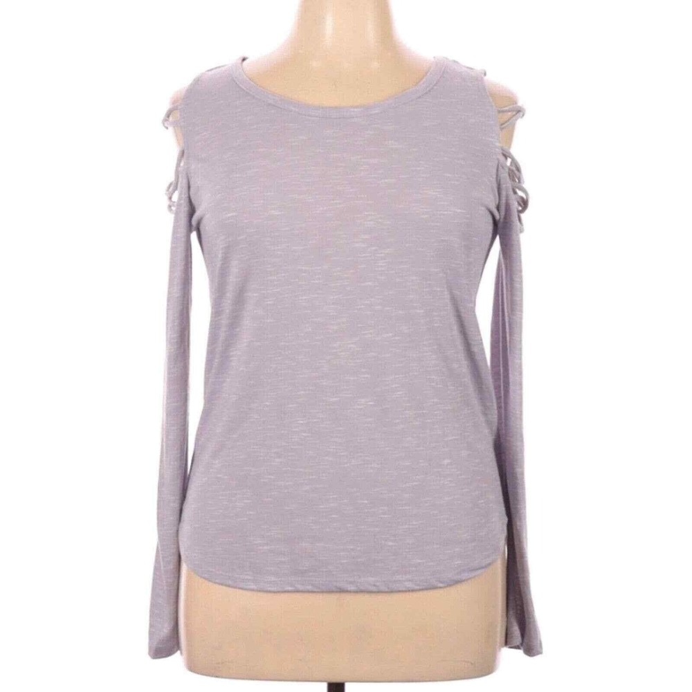 Mudd Cold Shoulder Top Long Sleeve Casual Blouse‎ Purple XL - Picture 4 of 7